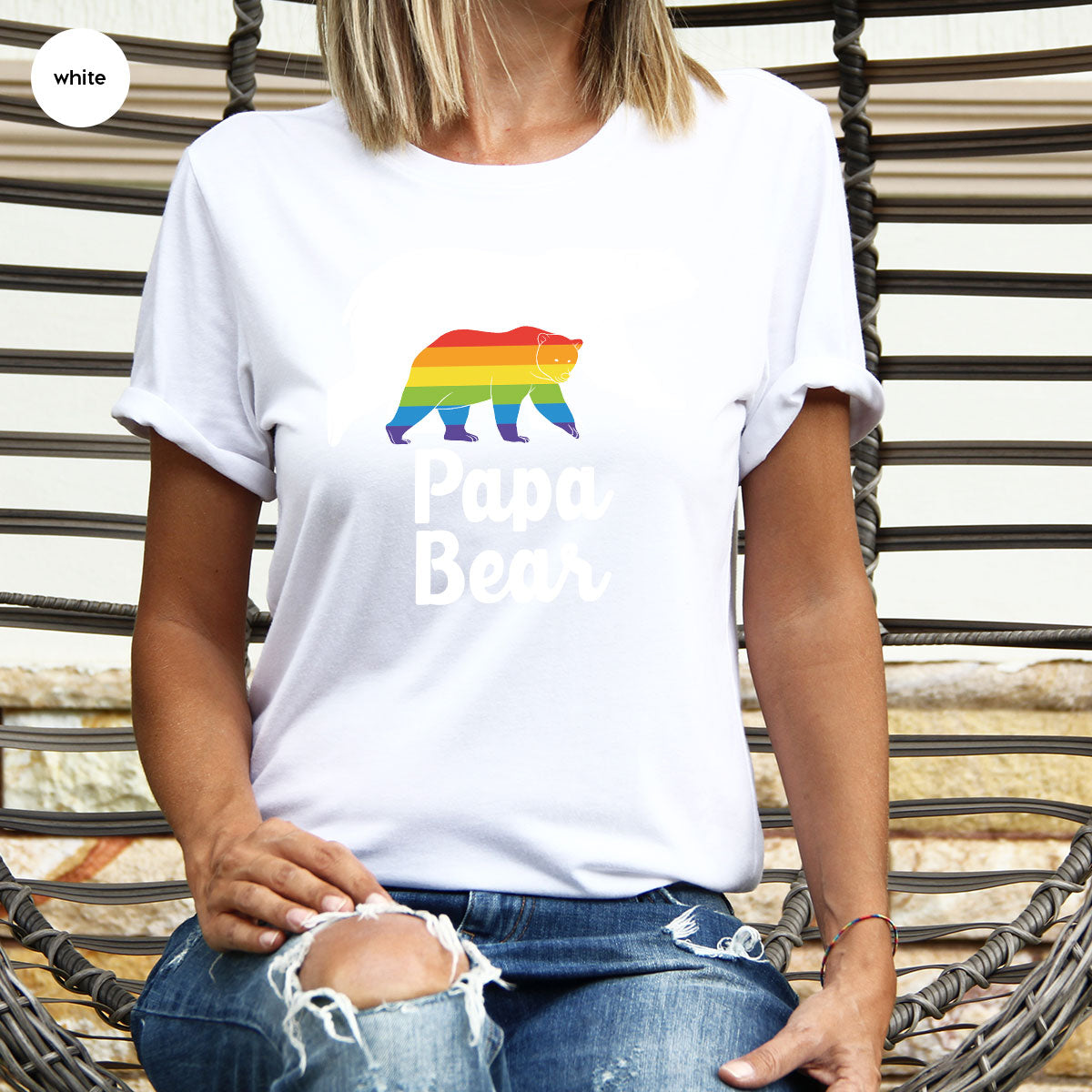 Papa Bear Shirt, Papa Bear T-Shirt, LGBT Shirt, Rainbow Bear Tee