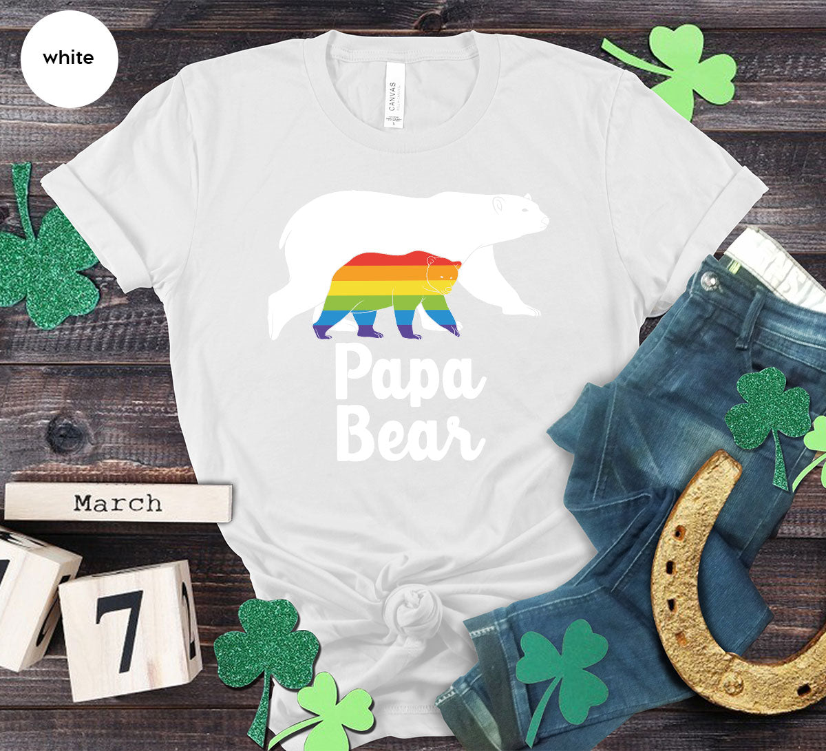 Papa Bear Shirt, Papa Bear T-Shirt, LGBT Shirt, Rainbow Bear Tee