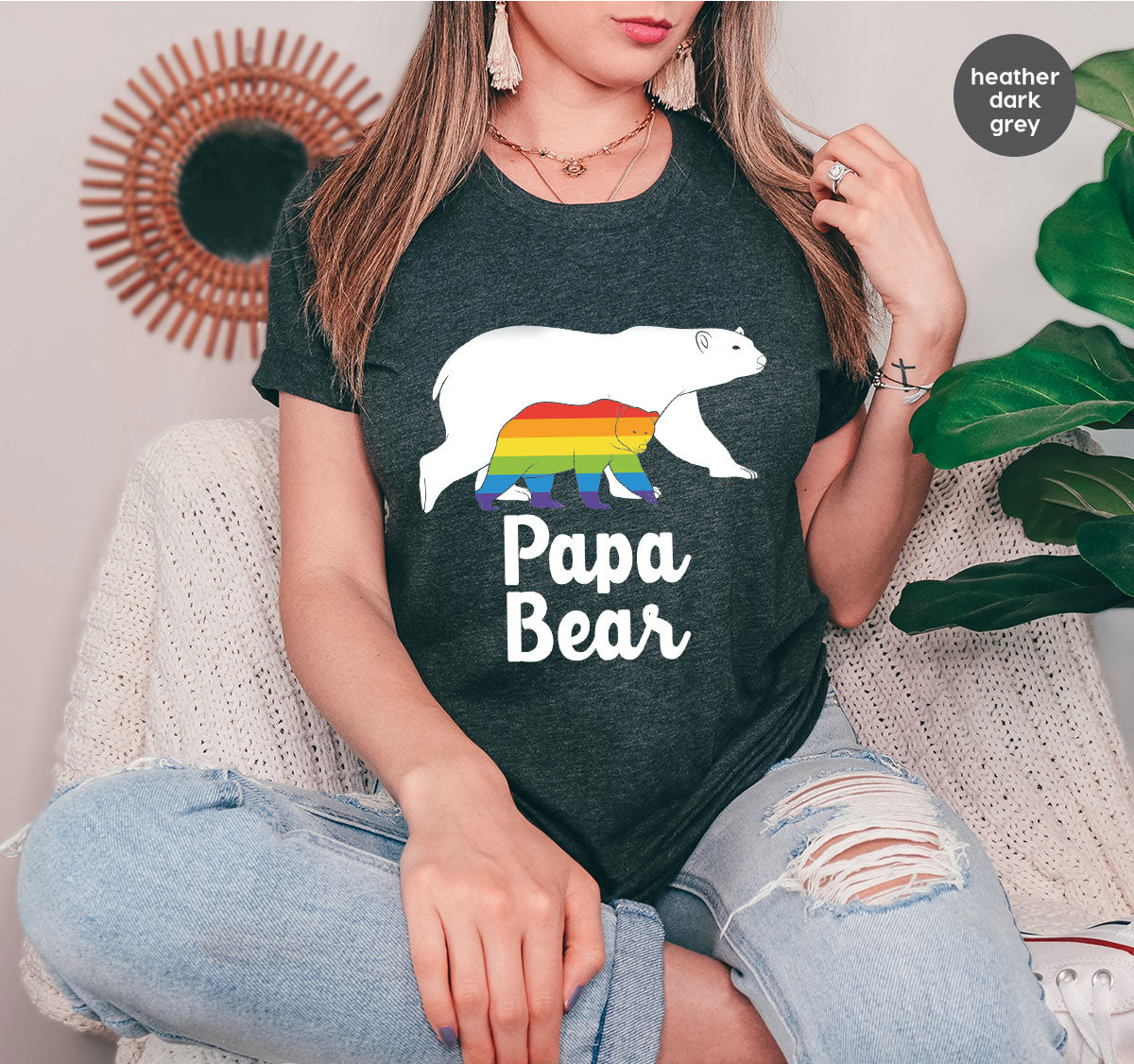 Papa Bear Shirt, Papa Bear T-Shirt, LGBT Shirt, Rainbow Bear Tee
