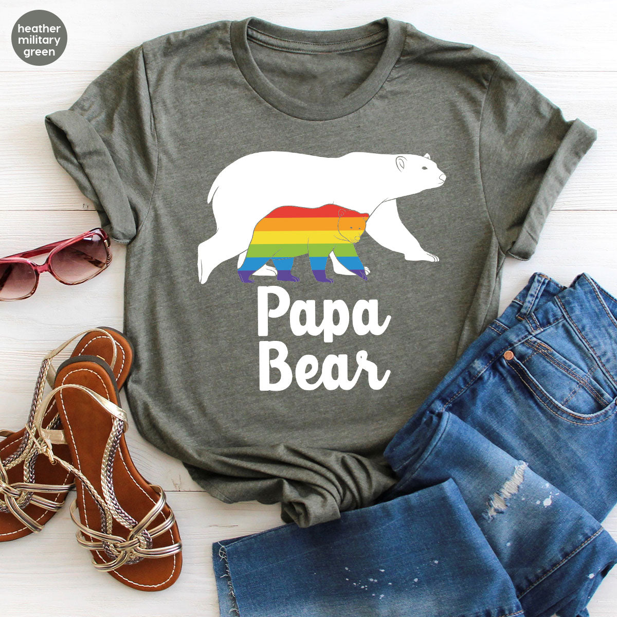 Papa Bear Shirt, Papa Bear T-Shirt, LGBT Shirt, Rainbow Bear Tee