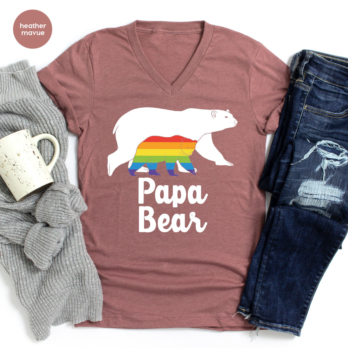 Papa Bear Shirt, Papa Bear T-Shirt, LGBT Shirt, Rainbow Bear Tee