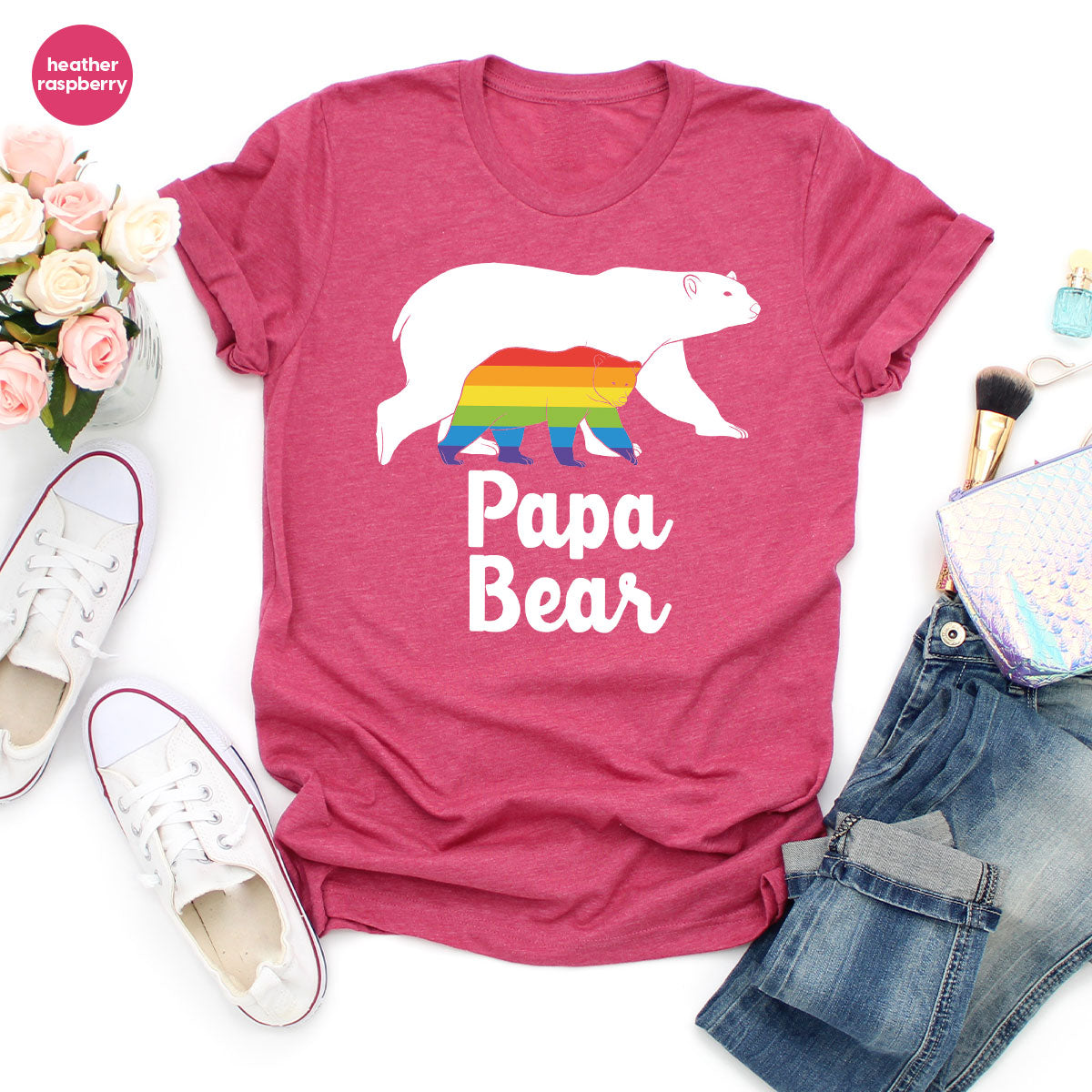 Papa Bear Shirt, Papa Bear T-Shirt, LGBT Shirt, Rainbow Bear Tee