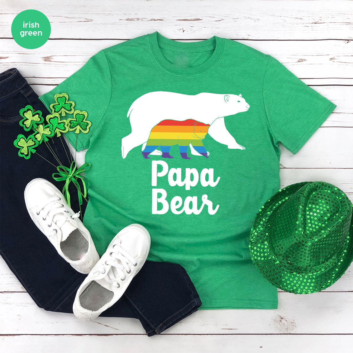 Papa Bear Shirt, Papa Bear T-Shirt, LGBT Shirt, Rainbow Bear Tee