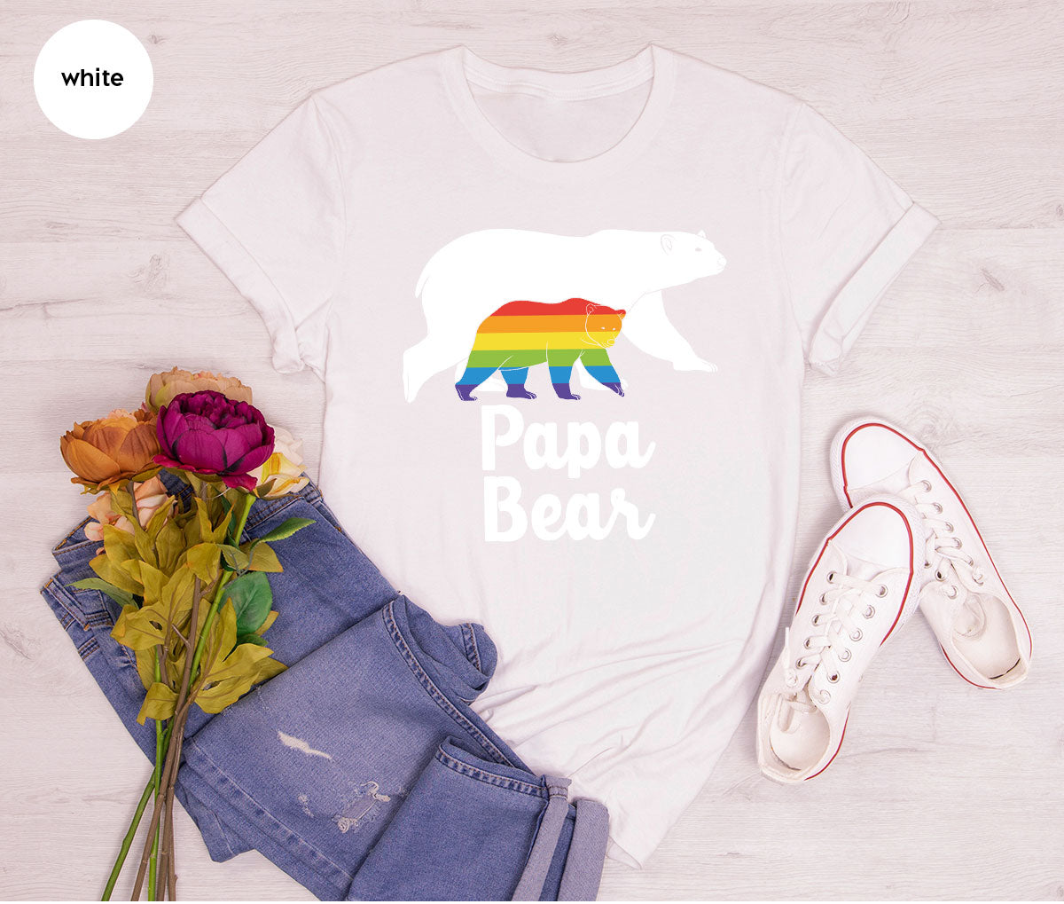 Papa Bear Shirt, Papa Bear T-Shirt, LGBT Shirt, Rainbow Bear Tee
