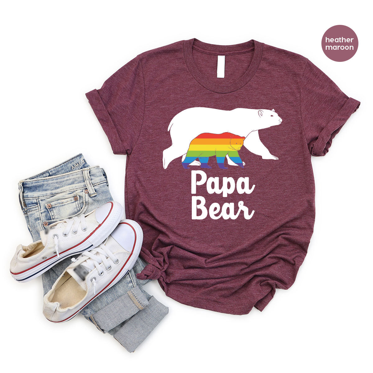 Papa Bear Shirt, Papa Bear T-Shirt, LGBT Shirt, Rainbow Bear Tee