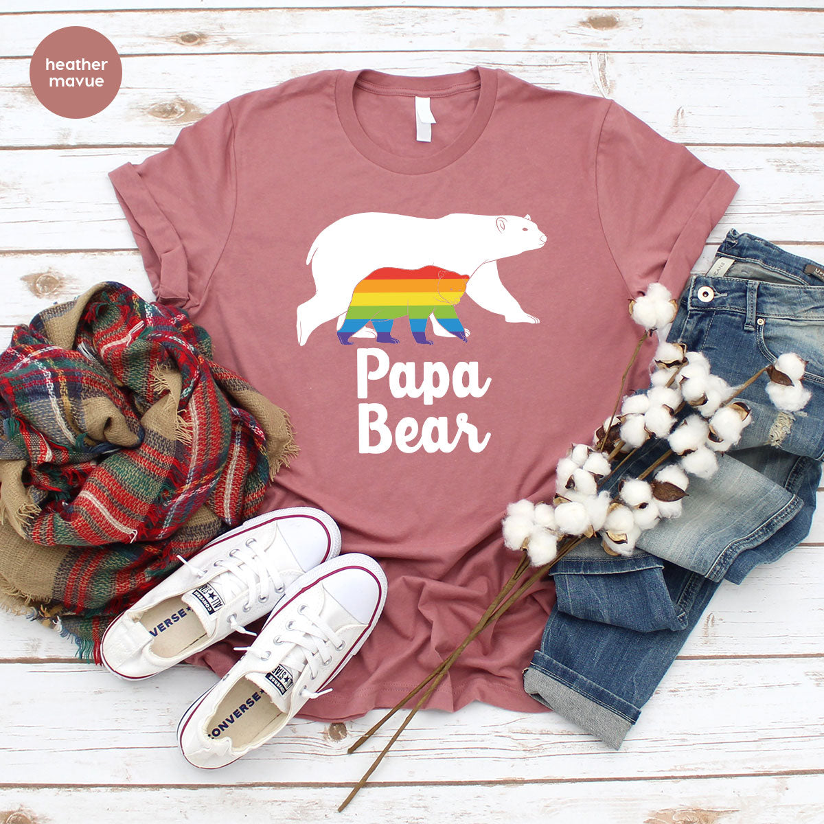 Papa Bear Shirt, Papa Bear T-Shirt, LGBT Shirt, Rainbow Bear Tee