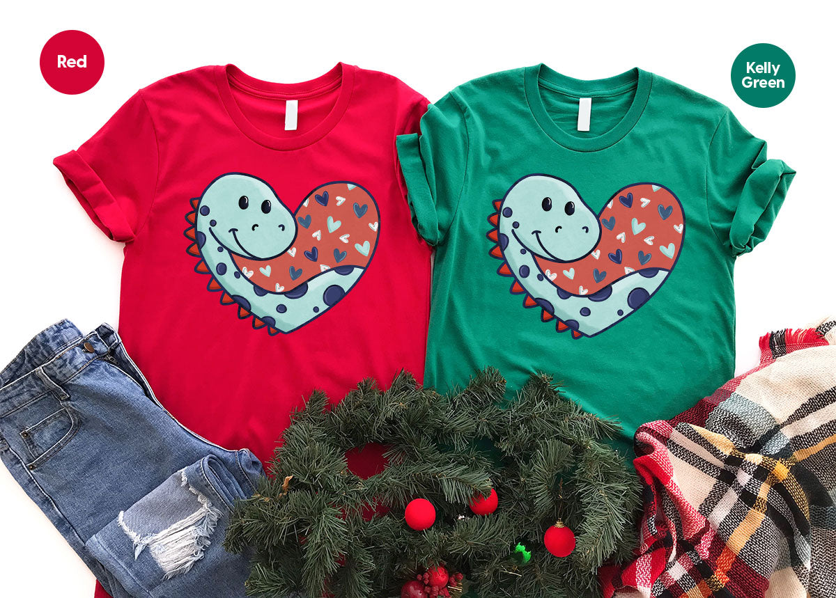 Valentine's Day Dino Shirt, Heart Of Dinosaur Shirt, Feb 14 Tee