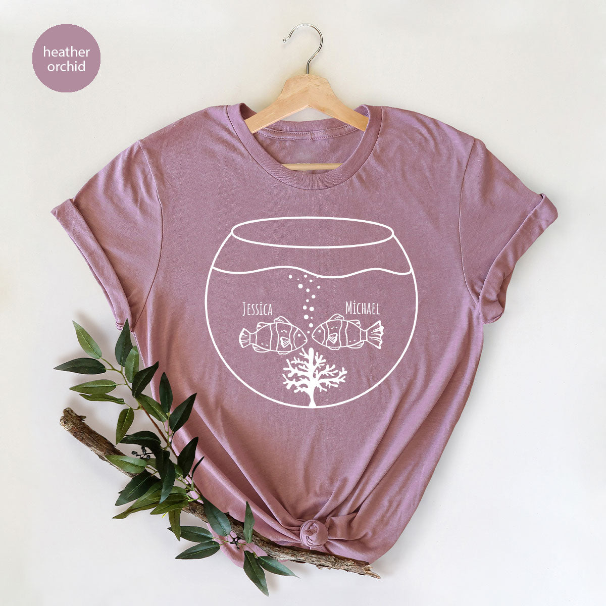Fish Couple Shirt, Custom Name Shirt, Name on Couple Fish T-Shirt, Gift for Couples