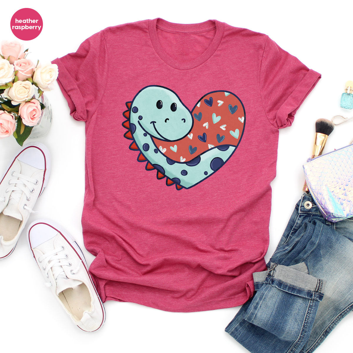 Valentine's Day Dino Shirt, Heart Of Dinosaur Shirt, Feb 14 Tee