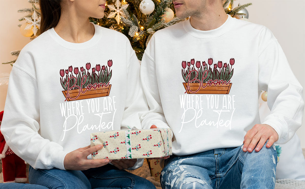 Garden Shirt, Plant Lover Gift, Inspirational Flower Shirt, Positive Shirts For Women, Bloom Where You Are Planted Shirt, Plant Crewneck Garden Shirt, Plant Lover Gift, Inspirational Flower Shirt