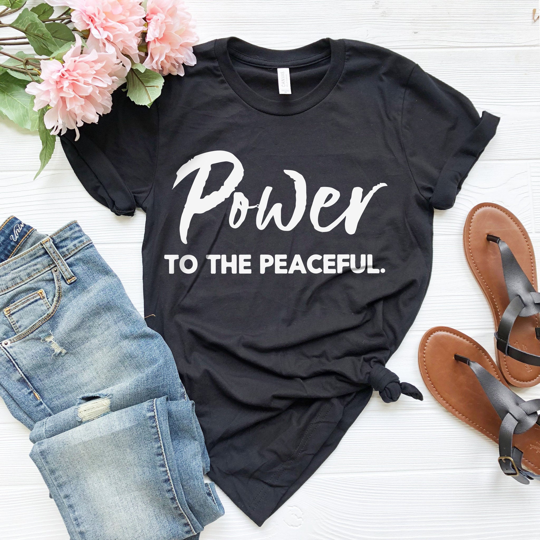 Power to the Peaceful, Christian Apparel, Christian Tees, Christian T-Shirts, Religious Clothing, Jesus Clothing, Faith, Motivational shirt - Fastdeliverytees.com