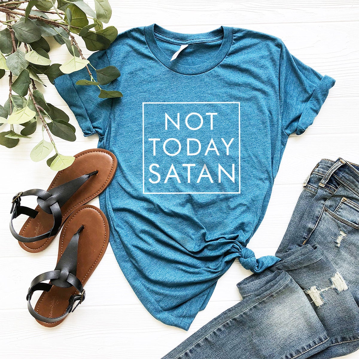 Not Today Satan Shirt, Christian T-Shirt, Faith Shirt, Jesus Clothing, Church Tee, Faith Based Shirt, Religious Shirt, Jesus Shirt - Fastdeliverytees.com