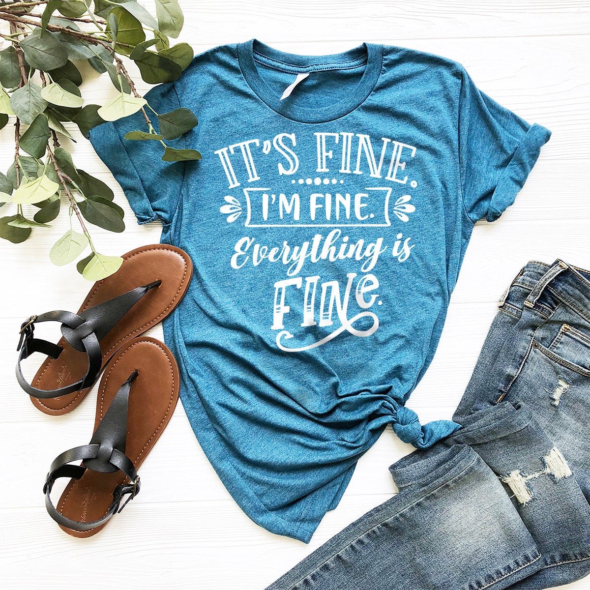 Funny Sarcastic Tee, Sarcastic Quote Shirt, Motivational Tee, Introvert Shirt, Funny T-Shirt, It's Fine I'm Fine Everything Is Fine Shirt - Fastdeliverytees.com