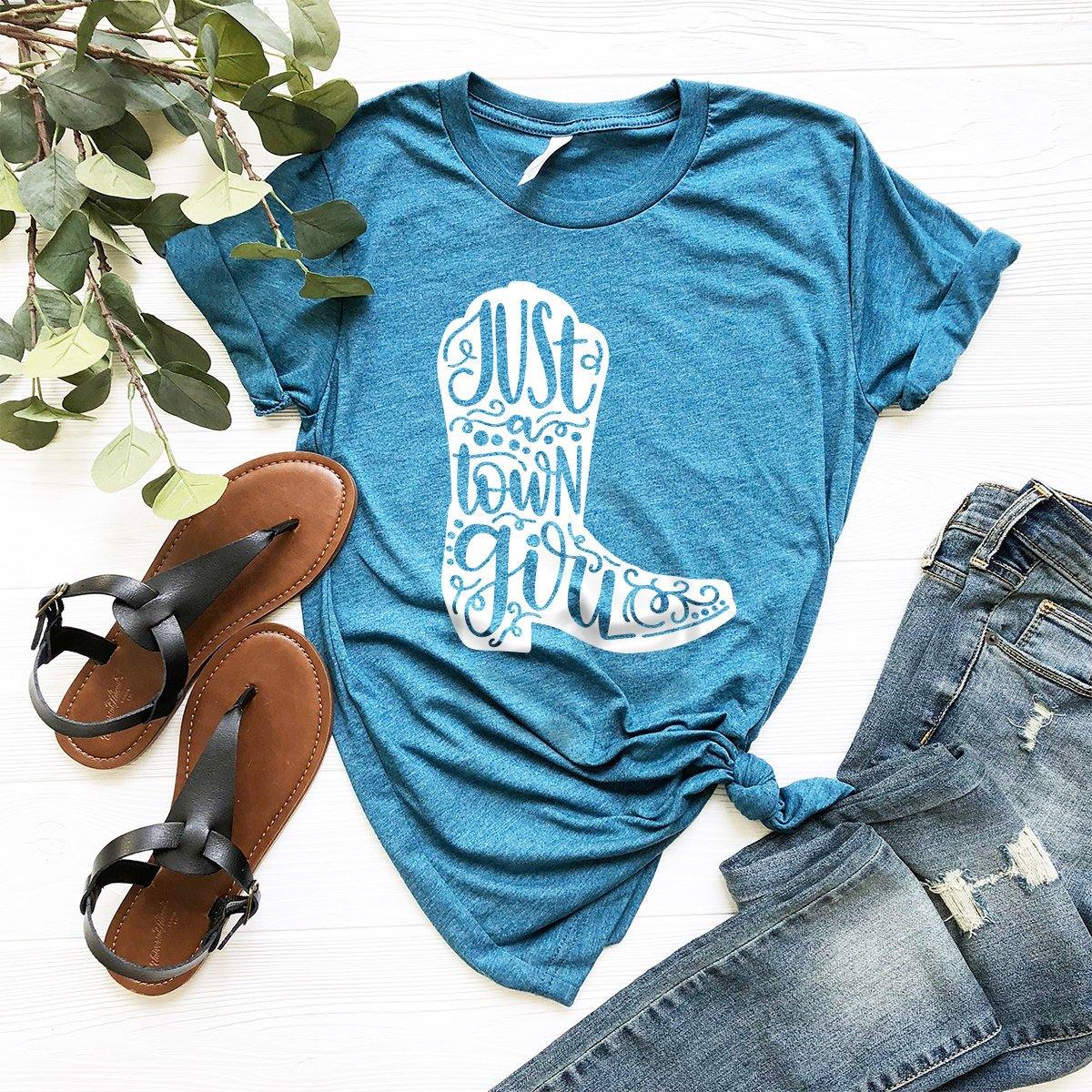 Cowgirl Boots Shirt, Country Shirt, Western Girl Shirt, Country Girl Shirt, Southern Girl Shirt, Southern Shirt, Just A Town Girl Shirt - Fastdeliverytees.com