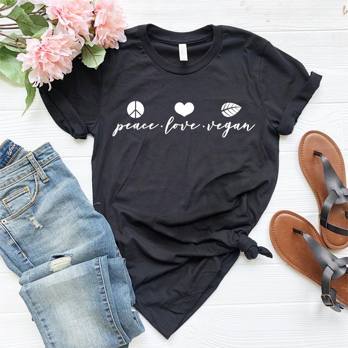 Peace Love Vegan T-Shirt, Hippie Shirt, Bohemian Shirt, Veganism Tshirt, Activist Tee, Hipster Shirt, Vegan Hippie Shirt, Vegeterian Shirt - Fastdeliverytees.com