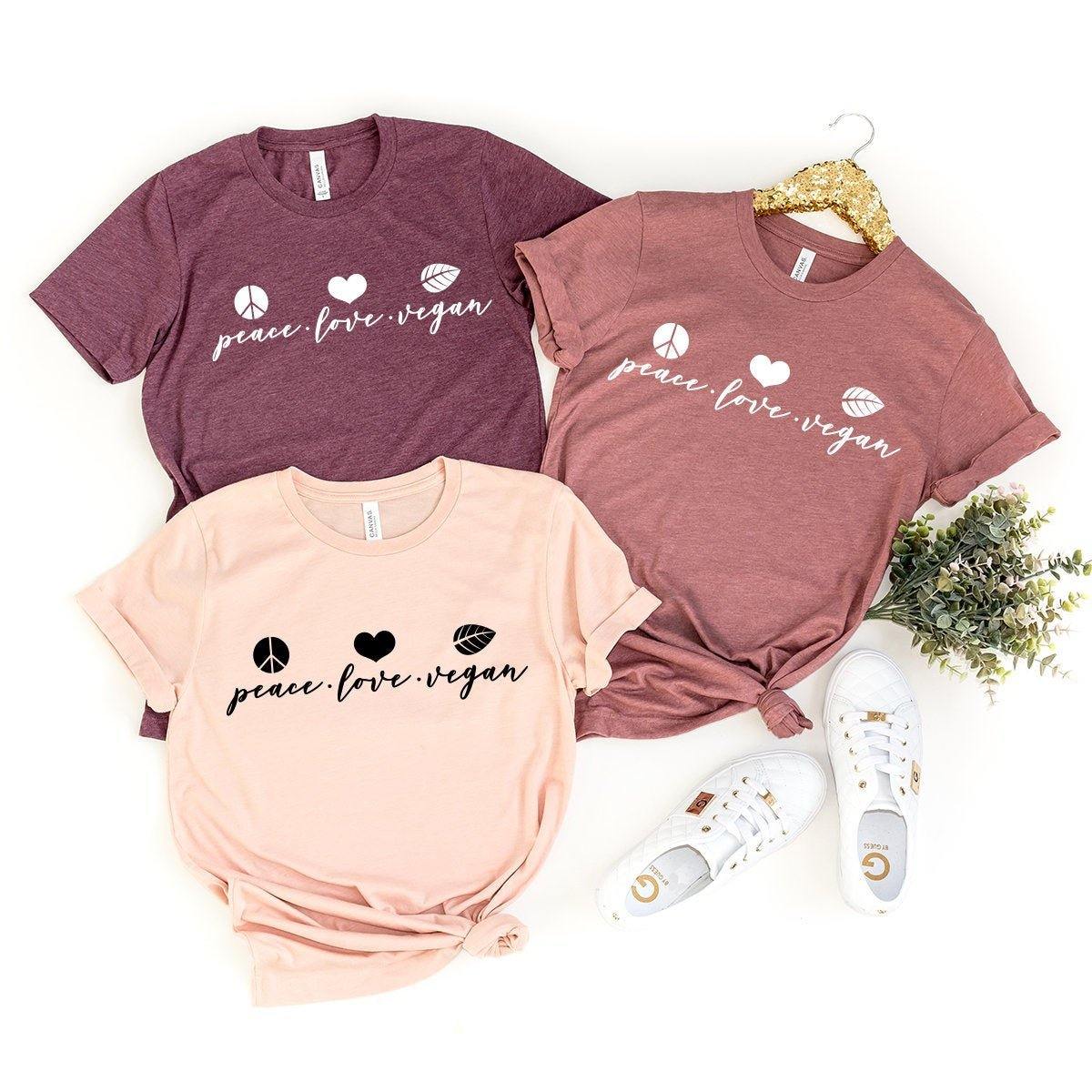Peace Love Vegan T-Shirt, Hippie Shirt, Bohemian Shirt, Veganism Tshirt, Activist Tee, Hipster Shirt, Vegan Hippie Shirt, Vegeterian Shirt - Fastdeliverytees.com