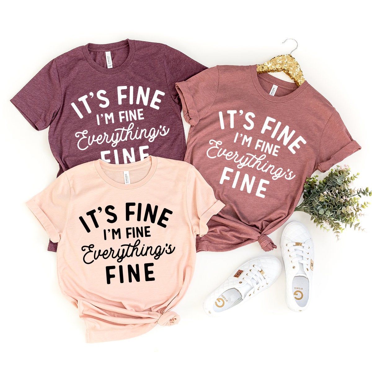 Funny T-Shirt, Funny Sarcastic Tee, Sarcastic Quote Shirt, Anxiety Shirt, I'm Fine TShirt, It's Fine I'm Fine Everything Is Fine Shirt - Fastdeliverytees.com