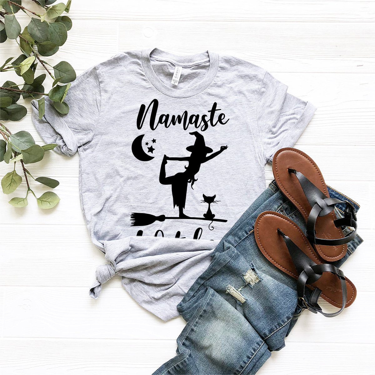 Namaste Witches T-Shirt, Halloween Shirt, Fall Tshirt, Halloween Yoga Tee, Funny Halloween Gift, Meditation Shirt, Funny Witch Shirt - Fastdeliverytees.com