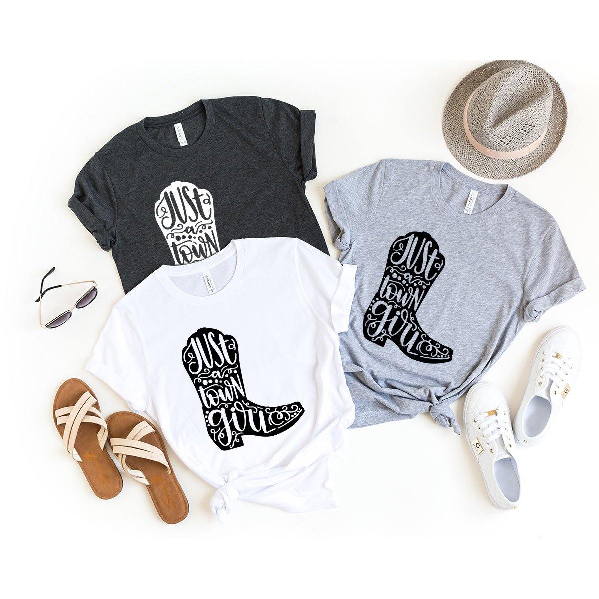Cowgirl Boots Shirt, Country Shirt, Western Girl Shirt, Country Girl Shirt, Southern Girl Shirt, Southern Shirt, Just A Town Girl Shirt - Fastdeliverytees.com