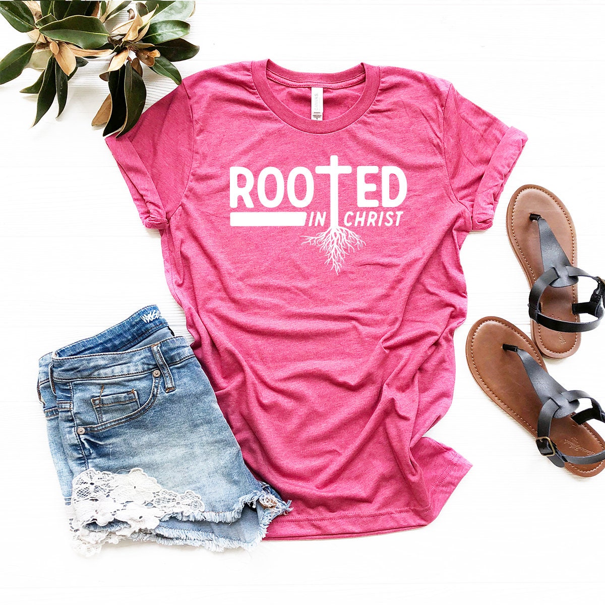 Rooted In Christ T-Shirt, Christian Shirt, Inspirational Shirt, Jesus Cross Shirt, Religious Shirt, Christian Gift, Jesus Cross Graphic Tee - Fastdeliverytees.com