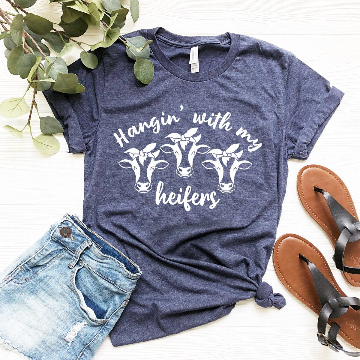 Funny Heifer Shirt, Farmer Shirt, Bandana Cow Shirt, Southern Shirt, Country T-Shirt, Girl Country Shirt, Hanging With My Heifers Shirt - Fastdeliverytees.com