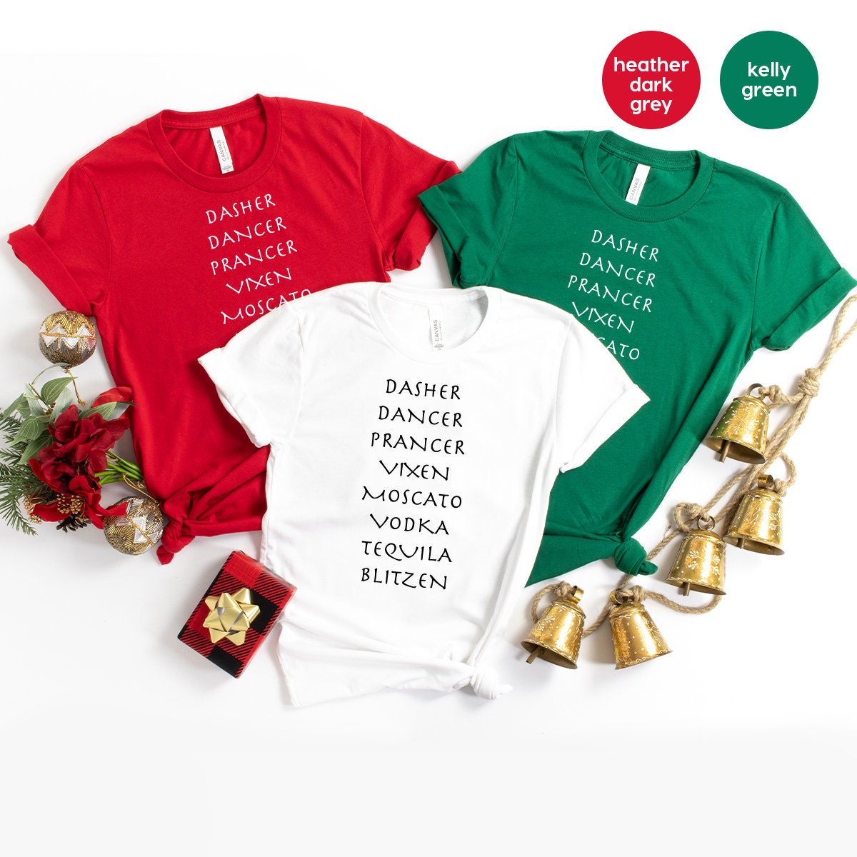 Funny Christmas Shirt, Dasher Dancer Prancer Vixen Moscato Vodka Tequila Blitzen Shirt, Drinking Christmas Shirt, Holiday Party Shirt - Fastdeliverytees.com