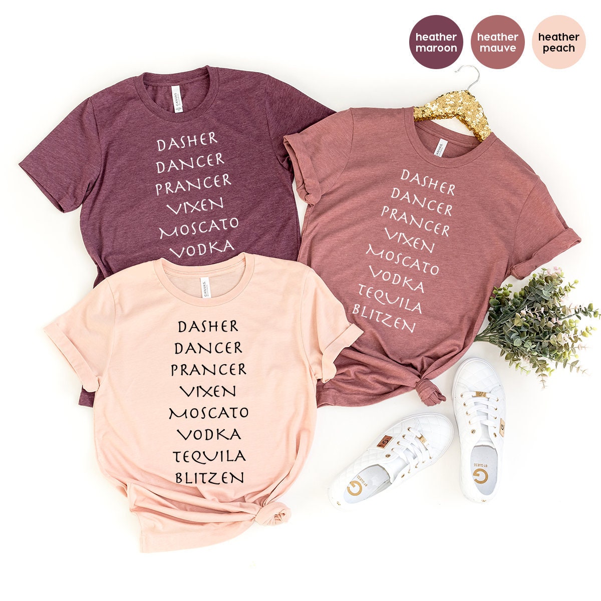 Funny Christmas Shirt, Dasher Dancer Prancer Vixen Moscato Vodka Tequila Blitzen Shirt, Drinking Christmas Shirt, Holiday Party Shirt - Fastdeliverytees.com