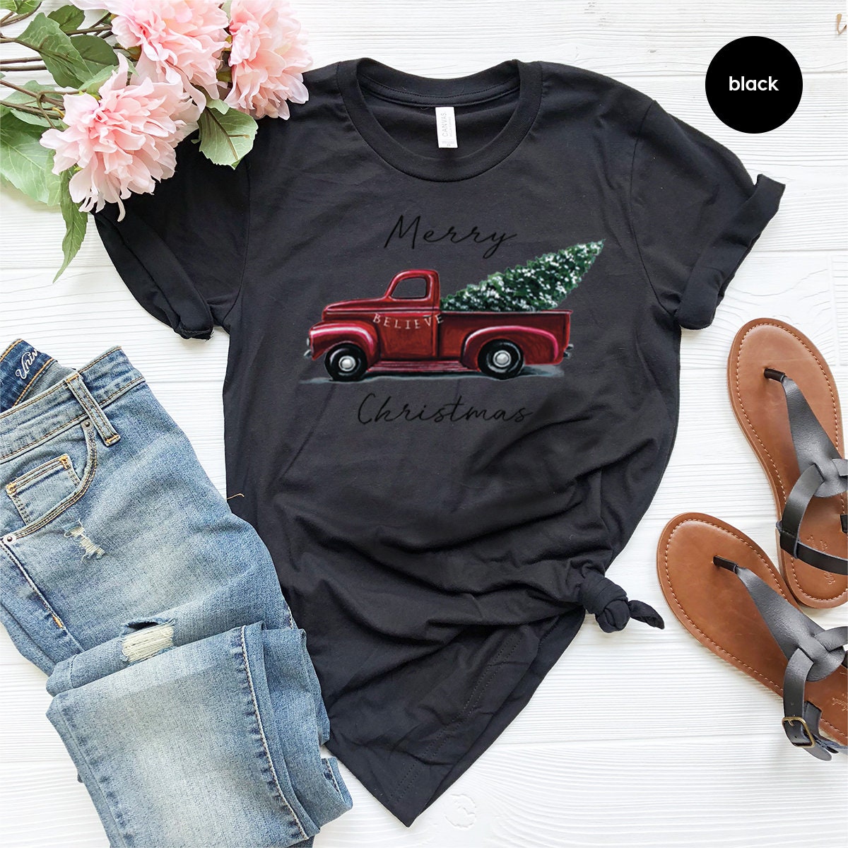 Christmas T Shirt, Merry Christmas Shirt, New Year Shirt, Christmas Truck With Tree Shirt, Christmas Tree T-Shirt, Family Christmas Tee - Fastdeliverytees.com