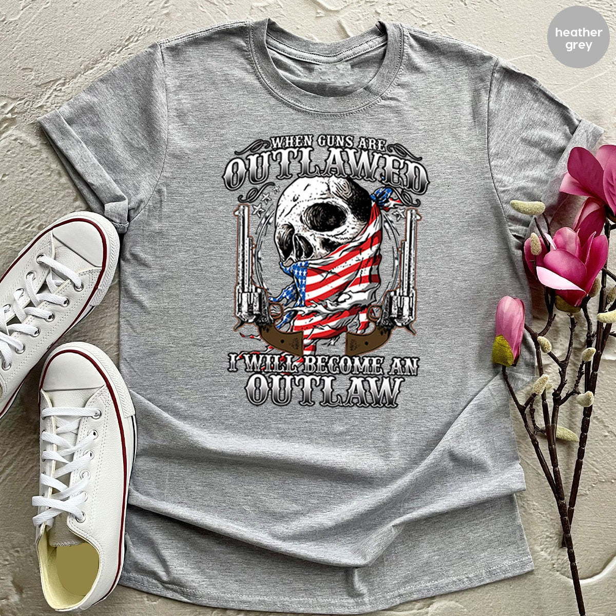 Gun T Shirt,Funny Quote Shirt,When Gun Is Outlawed I Will Become An Shirt,Shirt With Sayings,Gun Rights Shirt,Skulls With Gun Shirt - Fastdeliverytees.com