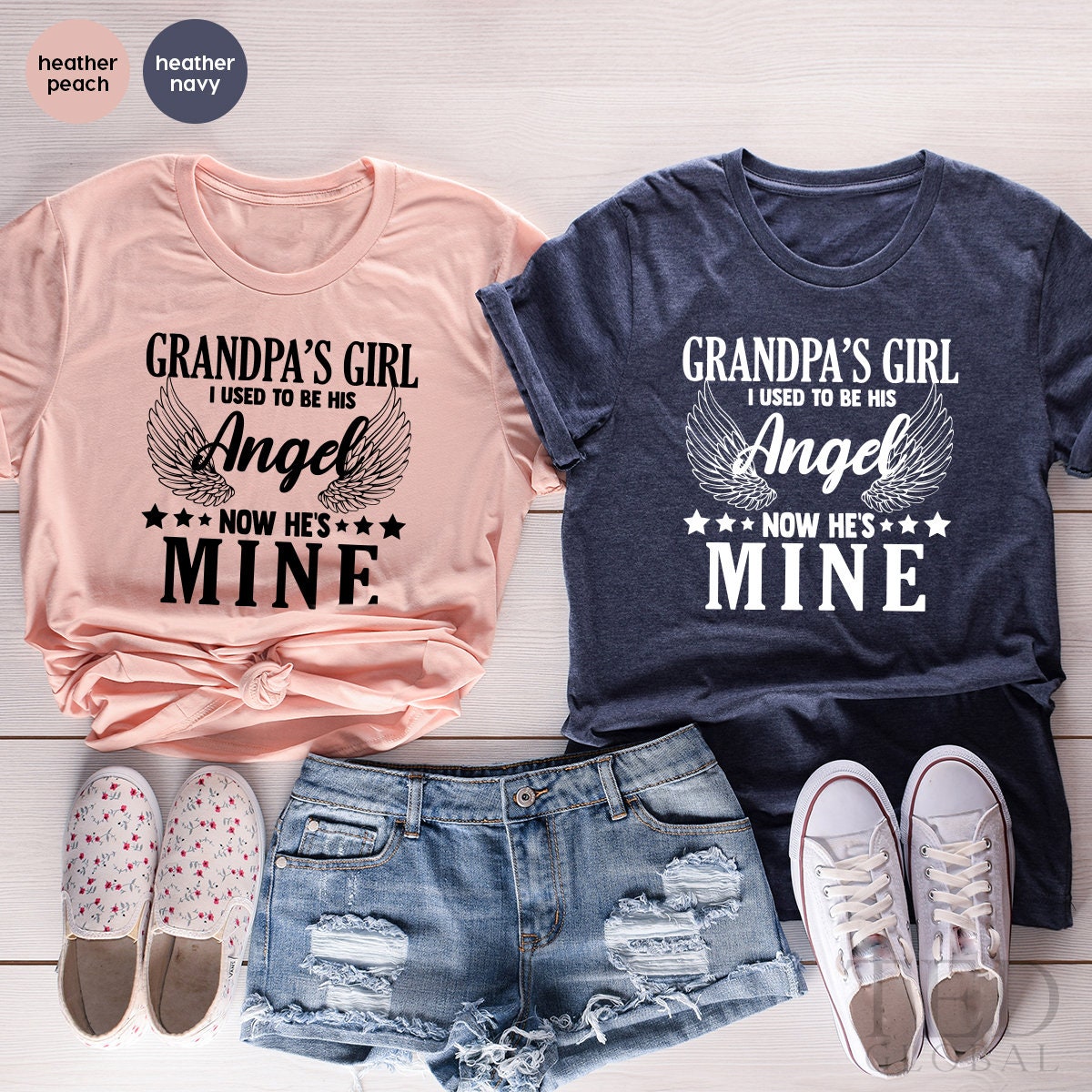 Grandfather Memorial T-Shirt, Bereavement T Shirt, Grandad Remembrance TShirt, Rest In Peace Shirt, Grandpa's Girl Shirt, Angel Wings Tees - Fastdeliverytees.com