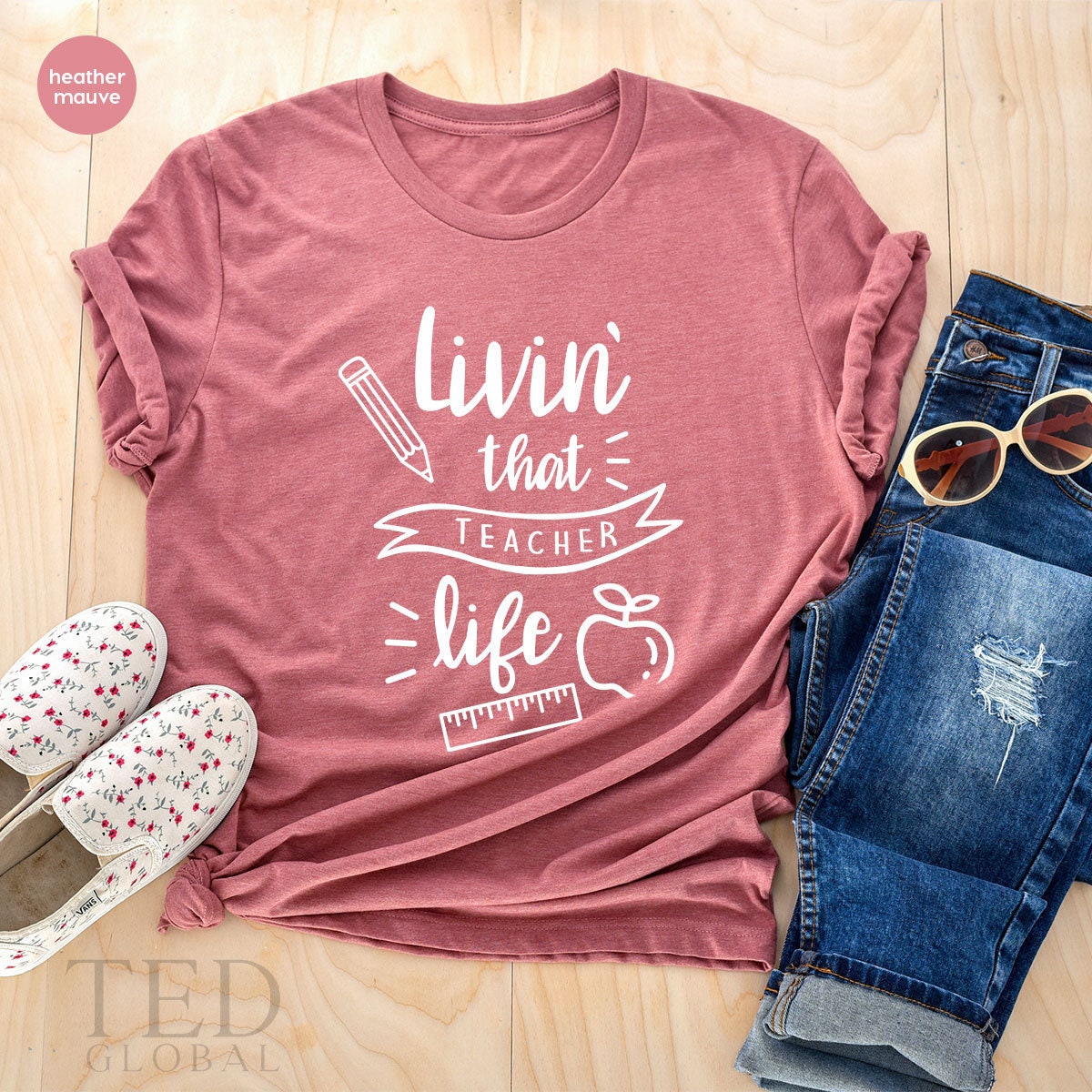 Living That Teacher Life Shirt, Cute Teacher Shirt, Kindergarten Teacher Shirt, Teacher Appreciation Gift, Gift For Teacher, Teacher TShirt - Fastdeliverytees.com