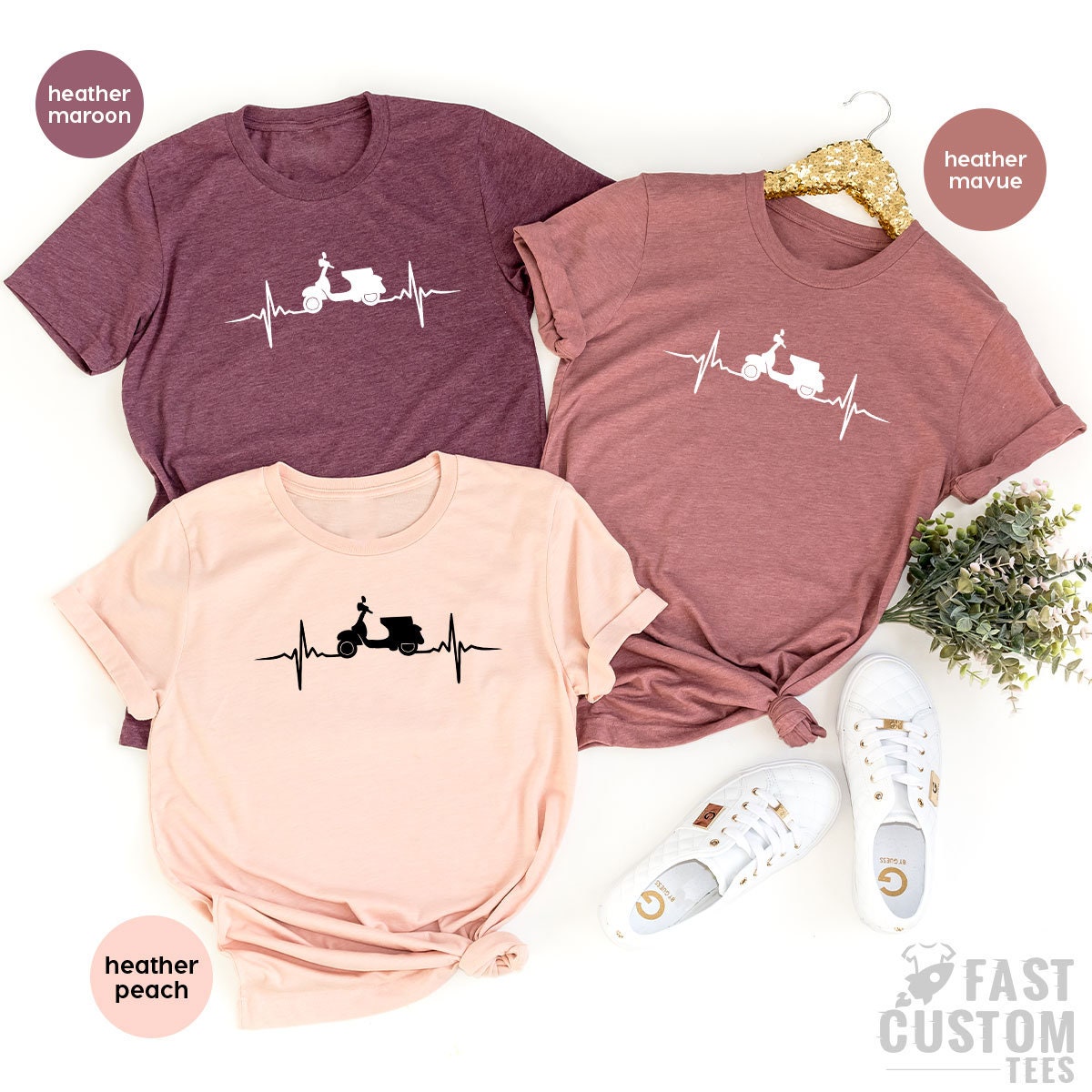 Scooter Shirt, Riding Shirt, Moped T Shirt, Scooter Heartbeat Silhouette Shirt, Retro Scooter TShirt - Fastdeliverytees.com