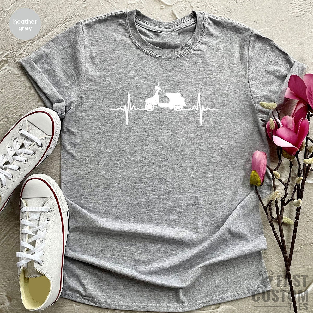 Scooter Shirt, Riding Shirt, Moped T Shirt, Scooter Heartbeat Silhouette Shirt, Retro Scooter TShirt - Fastdeliverytees.com