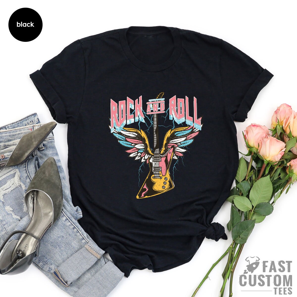 Rock And Roll Shirt, Vintage Shirt, Guitar T-Shirt, Music Lover Shirt, Concert Shirts, Rock Shirt, Band T-Shirt, Retro Rocker Shirt - Fastdeliverytees.com