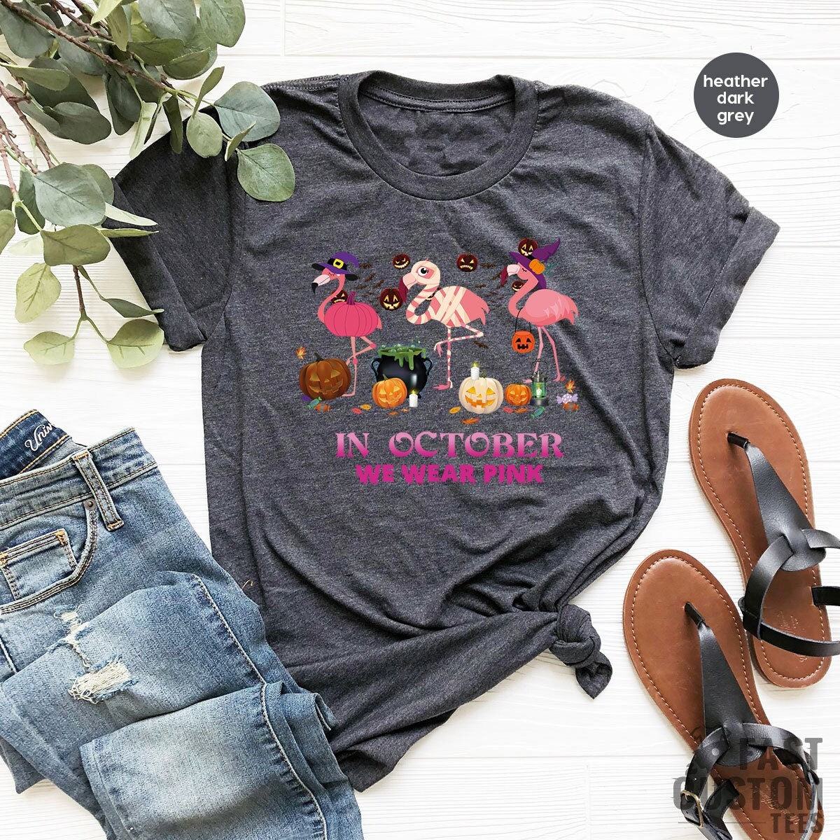 Cancer Support Shirt, Breast Cancer Awareness Shirt, In October We Wear Pink TShirt, Survivor Shirt, Cancer Survivor Gift, Flamingo T-Shirt - Fastdeliverytees.com