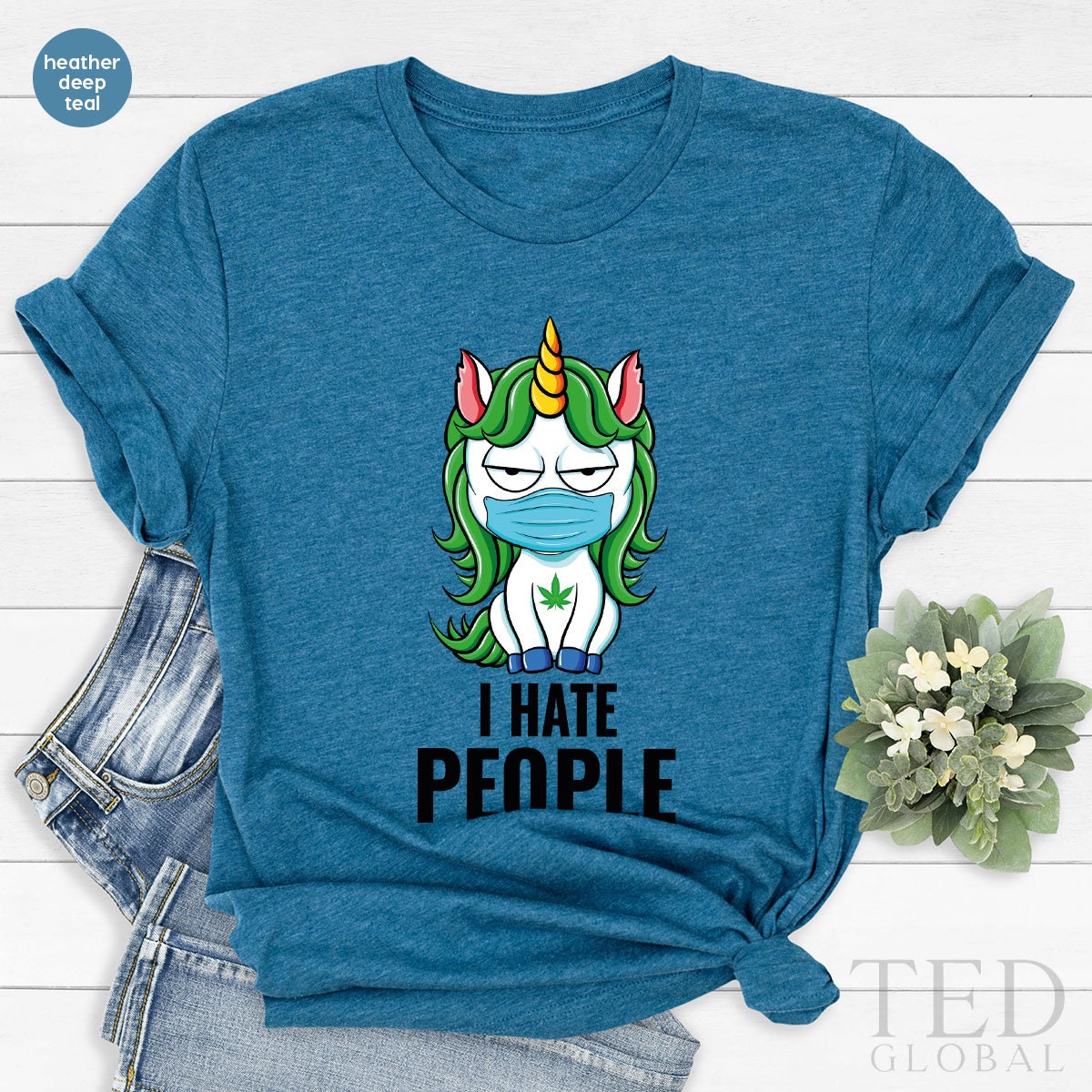 Masked Unicorn Shirt, I Hate People T Shirt, Cannabis Smoker T Shirt, Weed Lover Shirts, Marijuana Tee, Weed 420 T-Shirt, Stoner Gift - Fastdeliverytees.com