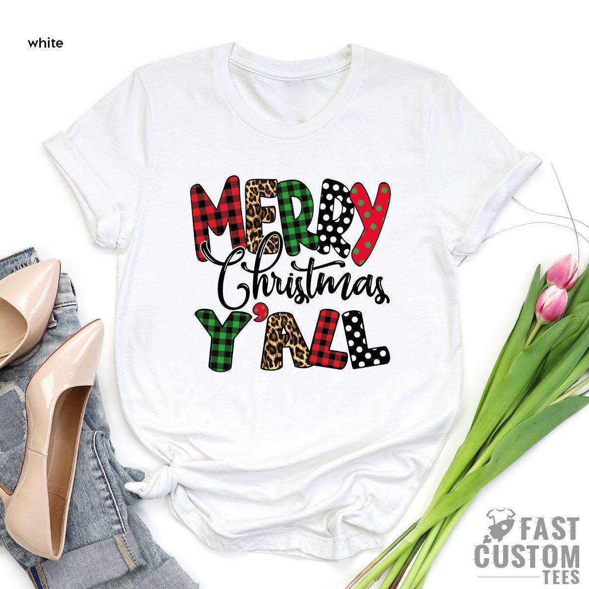 Christmas Tree T-shirt, Christmas Y'all T-Shirt, Women Christmas Gift, Merry Shirt, Cute Christmas Tee, Family Christmas Shirt, Merry Tee - Fastdeliverytees.com