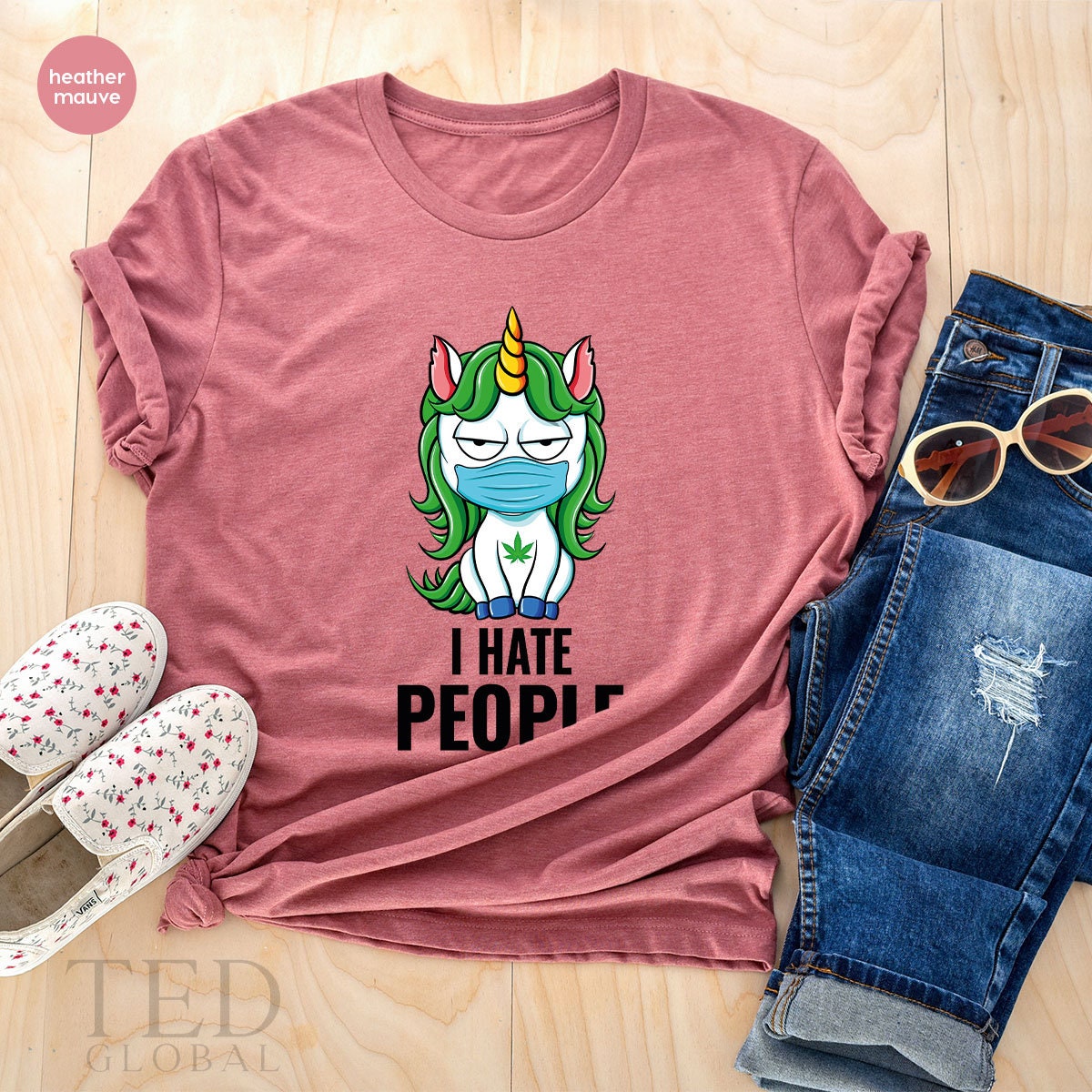 Masked Unicorn Shirt, I Hate People T Shirt, Cannabis Smoker T Shirt, Weed Lover Shirts, Marijuana Tee, Weed 420 T-Shirt, Stoner Gift - Fastdeliverytees.com