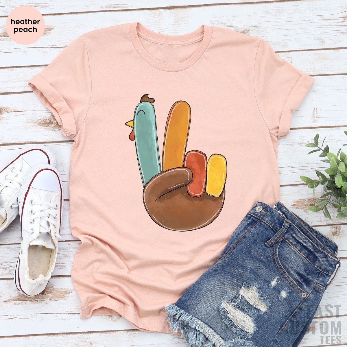 Cute Turkey Thankful Shirt, Thanksgiving Shirt, Funny Turkey Shirt, Peace Turkey Shirt, Thankful Funny Shirt, Funny Family Thanksgiving Tee - Fastdeliverytees.com
